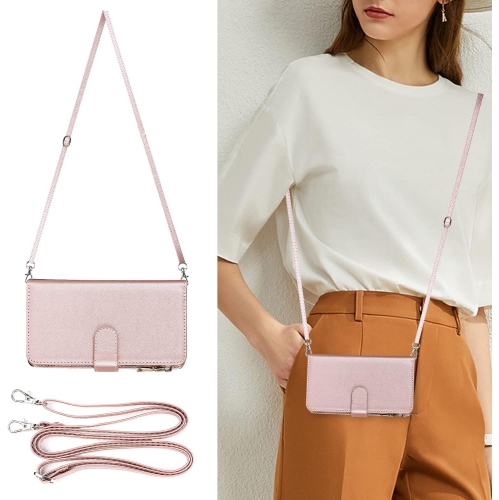 for iPhone 14 Plus Wallet Case with Card Holder and Crossbody Lanyard,PU Leather Magnetic Closure Zipper Pocket