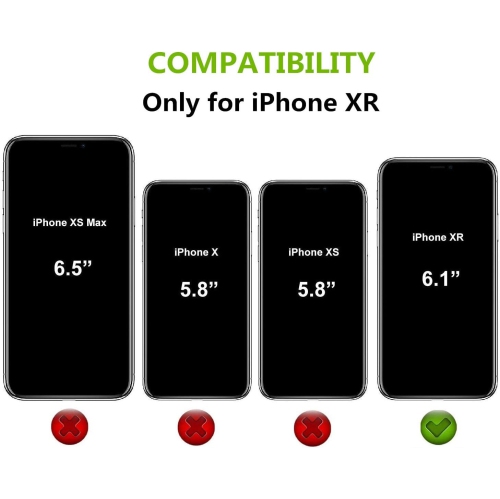 iPhone XR Wallet Case with Card Holder, 2 in 1 PU Leather Case with Magnetic Clasp Zipper Pocket Shockproof