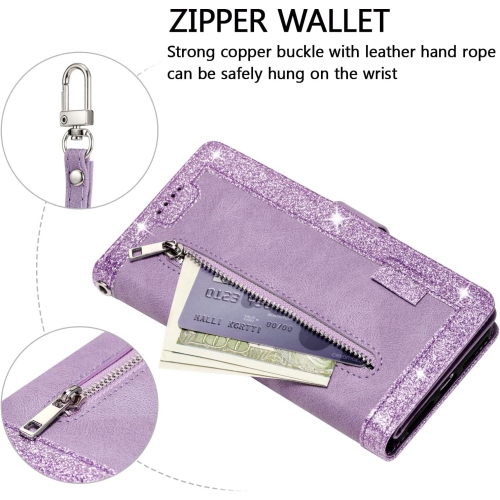 Étui portefeuille pour iPhone 14 Pro 6,1&nbsp;po, 9 fentes porte-cartes rétro avec pochette à fermeture à glissière sac à main avec fermeture