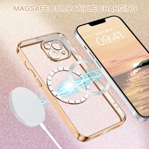iPhone 14 Case, Phone Case iPhone 14, Cute Glitter Luxury Bling Support Magsafe Cover Shockproof Full Body