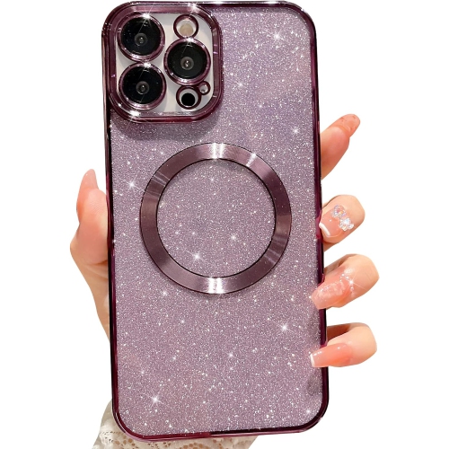 GENERIC  Compatible With Iphone 12 Pro Max Magnetic Glitter Case, Luxury Plating Cute Bling Clear Phone Case