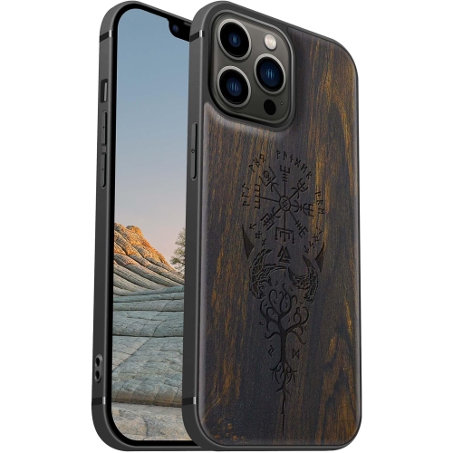 GENERIC  Magnetic Wood Case for Iphone 13 Pro Max [Hard Real Wood & Soft Tpu] Shockproof Hybrid Protective Cover Unique