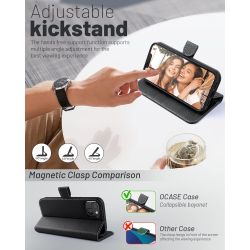 iPhone 13 Case, PU Leather iPhone 13 5G Wallet Case[Card Holder][Kickstand] [TPU Inner Shell][RFID Blocking] Flip