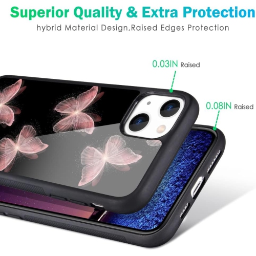 Compatible avec les étuis pour iPhone 13, Beautiful Butterfly, Hard Back Cute Design Soft TPU