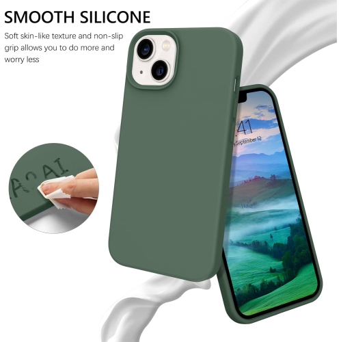 Étui pour iPhone 13 6,1 po silicone liquide Soft Gel Rubber Slim microfibre Doublure fine enveloppe texturée coussinée