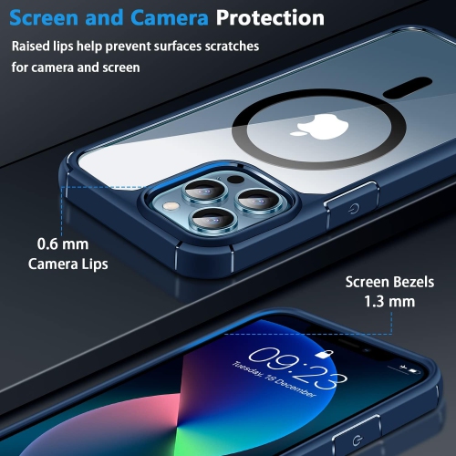 Magnetic Case Compatible with iPhone 13 Pro Case [Compatible with MagSafe] with Screen Protector and Camera Lens
