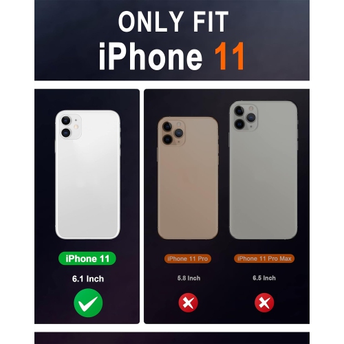 Wallet Case for iPhone 11 6.1", Genuine Leather iPhone 11 Folio Case Kickstand and RFID Blocking Credit Card