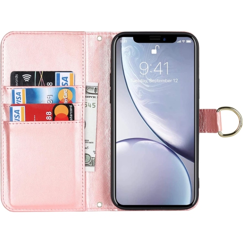 Crossbody Case Wallet for iPhone XR with Adjustable Lanyard Strap Card Holder 6.1",PU Leather Magnetic Closure