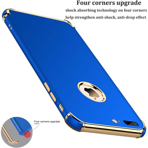 iPhone 8 Plus Case, iPhone 7 Plus Case, Luxury 3 in 1 Electroplated Ultra Thin Slim Fit Soft Cover Case