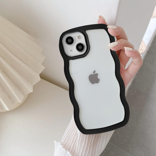 Wave Frame Clear Case for iPhone 13/iPhone 14 6.1 inch Curly Clear Phone Case,Cute Wave Frame Slim Fit