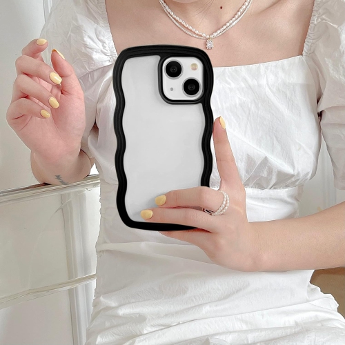 Wave Frame Clear Case for iPhone 13/iPhone 14 6.1 inch Curly Clear Phone Case,Cute Wave Frame Slim Fit
