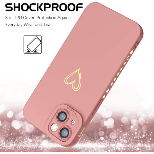 Étui 13 Cute Heart Side Love Heart Cover de iPhone pour femme caméra en silicone liquide souple pour femme