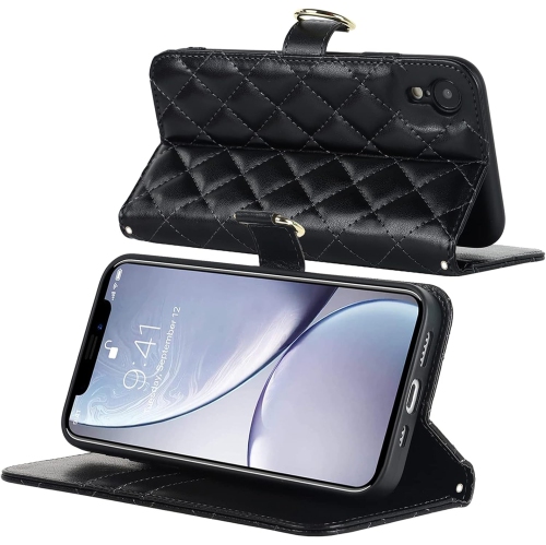 Crossbody Case Wallet for iPhone XR with Adjustable Lanyard Strap Credit Card Holder 6.1",PU Leather Magnetic