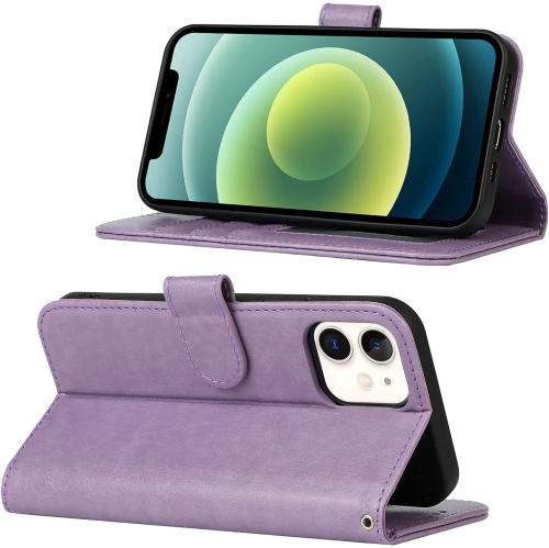 Étui portefeuille iPhone 12 Mini, pochette porte-carte en cuir de qualité supérieure avec fermeture magnétique et béquille pour femme