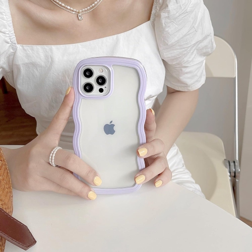 Étui transparent à cadre ondulé pour iPhone 14 Pro 6,1&nbsp;po, étui transparent curly, joli cadre ondulé mince et ajusté