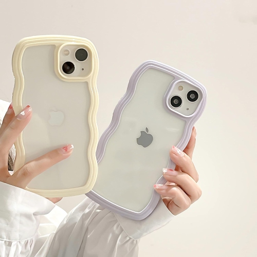 Étui transparent à cadre ondulé pour iPhone 14 Pro 6,1&nbsp;po, étui transparent curly, joli cadre ondulé mince et ajusté