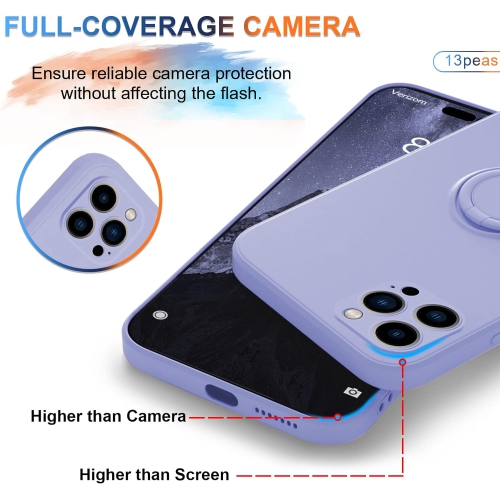 Case for iPhone 14/Plus/Pro/Pro Max（2022 Released）, Silicone case with Ring 360°rotatable Kickstand Cover