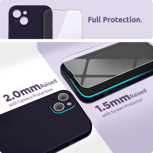 Étui en silicone compatible avec l'étui iPhone 13 6,1&nbsp;po, avec gel souple en silicone liquide pour protection d'appareil photo