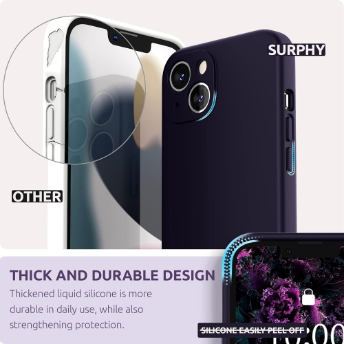 Étui en silicone compatible avec l'étui iPhone 13 6,1&nbsp;po, avec gel souple en silicone liquide pour protection d'appareil photo