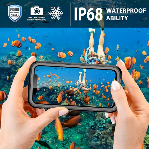 for iPhone 13 Pro Max Waterproof Case,IP68 Snorkelling Protector Case Full Body Seal Slim Shockproof Snowproof