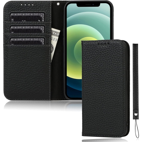 GENERIC  Iphone 13 Pro Flip Case Genuine Leather Premium Cow Leather Wallet Drop Protection Shockproof Cover 6.1 Inch