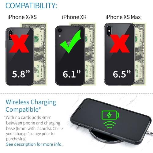 iPhone XR Wallet Case: Built-in Metal Plate for Magnetic Mounting & 2 Credit Card Holders (6.1" Exec M2,