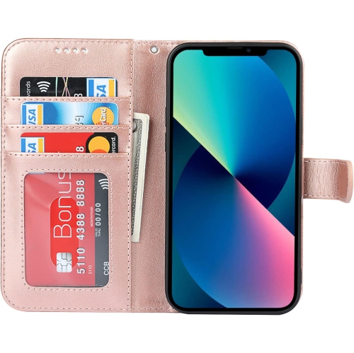 iPhone 13 Mini Wallet Case,Premium Leather Card Holder Card Slot Magnetic Closure Flip Kickstand Women Wallet