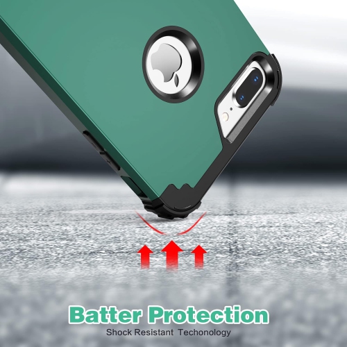 iPhone 8 Plus Case, iPhone 7 Plus Case with Tempered Glass Screen Protector, 3 in 1 Shockproof Slim Hybrid Heavy