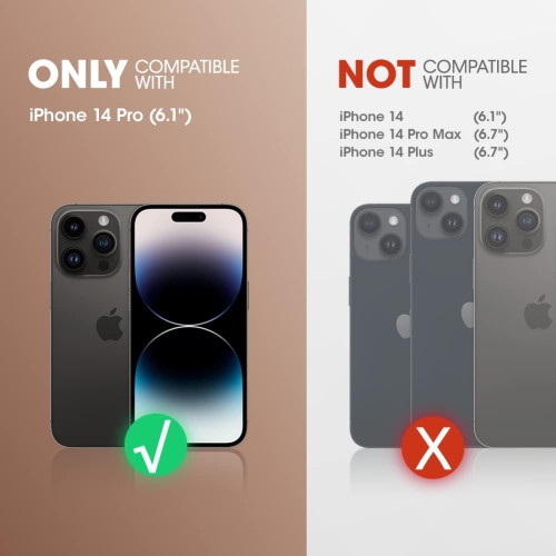 Étui Beetle Mag de Unicorn pour iPhone 14 Pro de 6,1 po, compatible avec l'étui de protection antichoc MagSafe mince et transparent