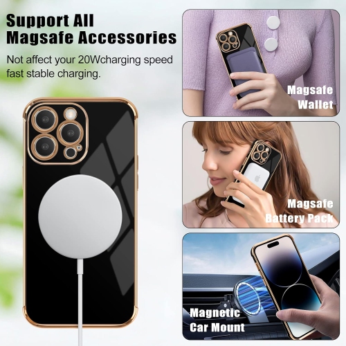 Magnetic Case for iPhone 14 Pro Max [Compatible with MagSafe], Girls Women Cute Love Heart Pattern Plating