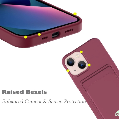 Étui compatible avec l’étui de protection mince en silicone souple 6,1&nbsp;po de iPhone 13 avec pochette pour carte portefeuille