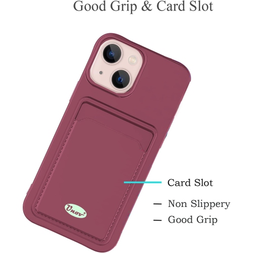 Étui compatible avec l’étui de protection mince en silicone souple 6,1&nbsp;po de iPhone 13 avec pochette pour carte portefeuille