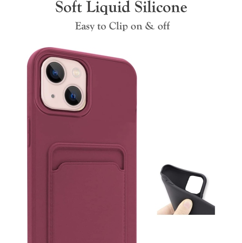 Étui compatible avec l’étui de protection mince en silicone souple 6,1&nbsp;po de iPhone 13 avec pochette pour carte portefeuille