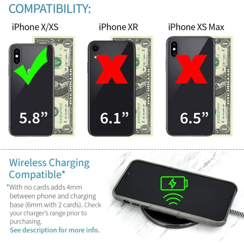 Exec Wallet Case for iPhone X/XS: Slim Vintage Synthetic Leather Card Case with 2 Card Holder Slots, Simple