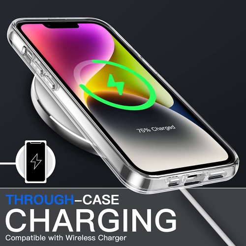 Case for iPhone 14 Plus 6.7-Inch, Non-Yellowing Shockproof Phone Bumper Cover, Anti-Scratch Clear Back