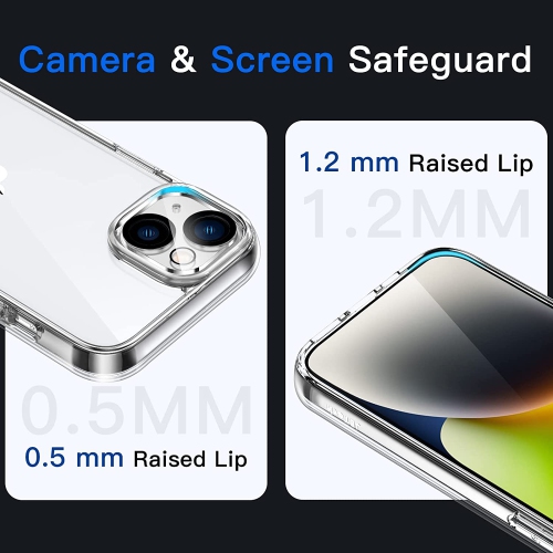 Case for iPhone 14 Plus 6.7-Inch, Non-Yellowing Shockproof Phone Bumper Cover, Anti-Scratch Clear Back