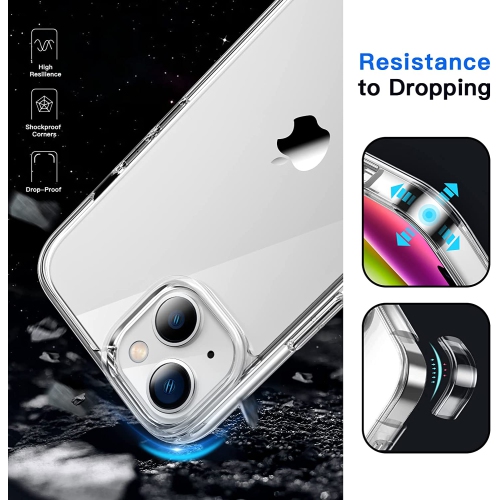 Case for iPhone 14 Plus 6.7-Inch, Non-Yellowing Shockproof Phone Bumper Cover, Anti-Scratch Clear Back