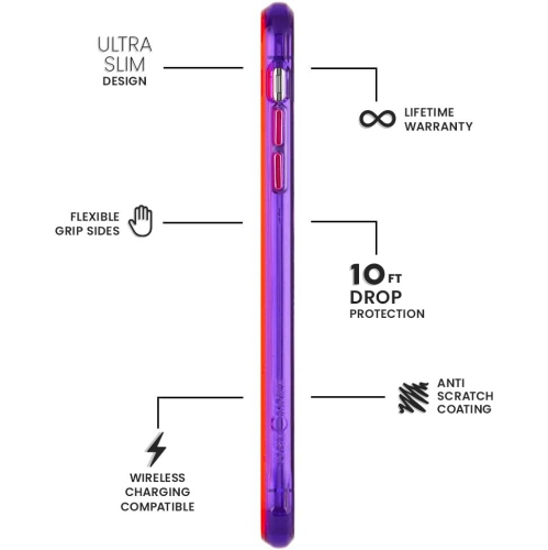 - iPhone Xs Max Case - Tough - iPhone 6.5 - Pink/Purple Neon