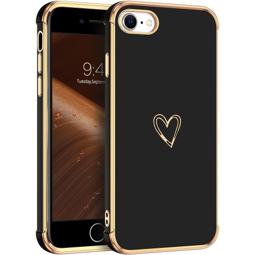 GENERIC  Case for Iphone Se 2022/2020 Iphone 8 Iphone 7, Cute Heart Pattern Soft Tpu Plating Cover for Women Girls