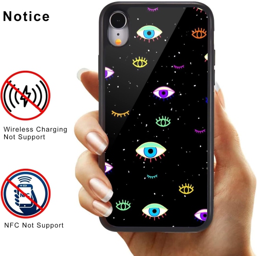 for iPhone X/XS Girls Women Colourful Case Evil Eyes Print Soft TPU Hard Back Shockproof Anti-Scratch