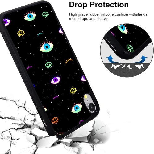 for iPhone X/XS Girls Women Colourful Case Evil Eyes Print Soft TPU Hard Back Shockproof Anti-Scratch
