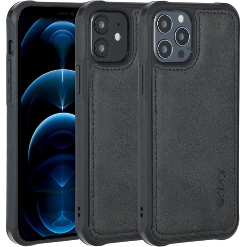 GENERIC  Mag Series Iphone 12 And Iphone 12 Pro Case With Faux Leather, Built-In Metal Plate for Magnetic Mount, Wireless