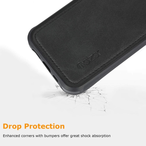 MAG Series iPhone 12 and iPhone 12 Pro Case with Faux Leather, Built-in Metal Plate for Magnetic Mount, Wireless