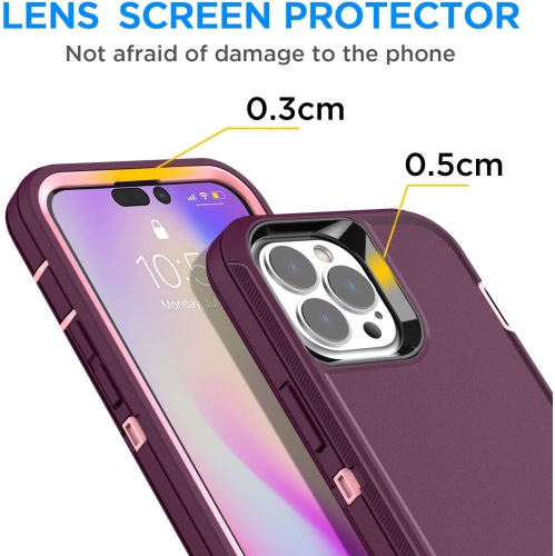 for iPhone 14 Pro Case with Glass Screen Protector, Heavy Duty Drop Protection Full Body Rugged Shockproof/Dust