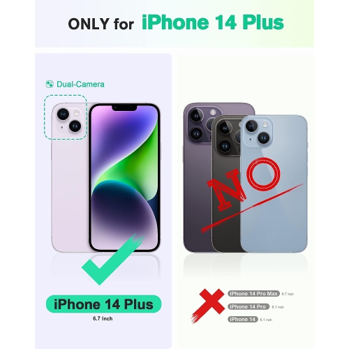 Case Wallet for iPhone 14 Plus, [RFID Blocking] PU Leather Stand Folio Cover with 4 Card Slots [TPU Protective