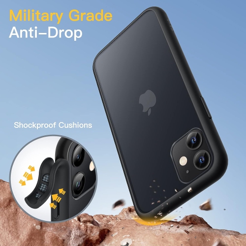 Matte Case for iPhone 11 6.1-Inch, Shockproof Military Grade Drop Protection, Frosted Translucent Back Phone