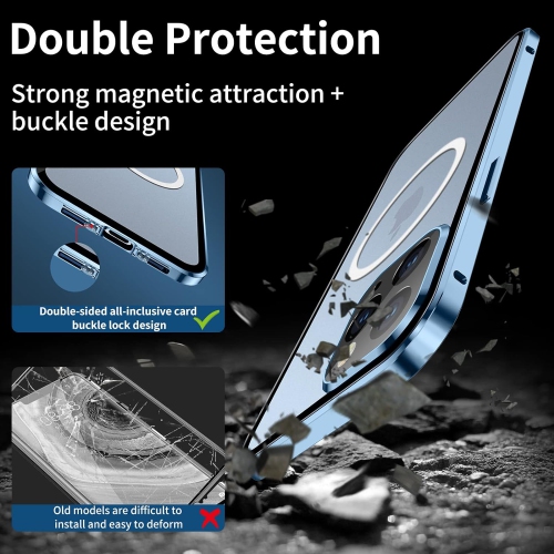 Étui pour iPhone 13, compatible avec MagSafe 360 degrés Full Body Protection Case Magnetic Attraction Metal
