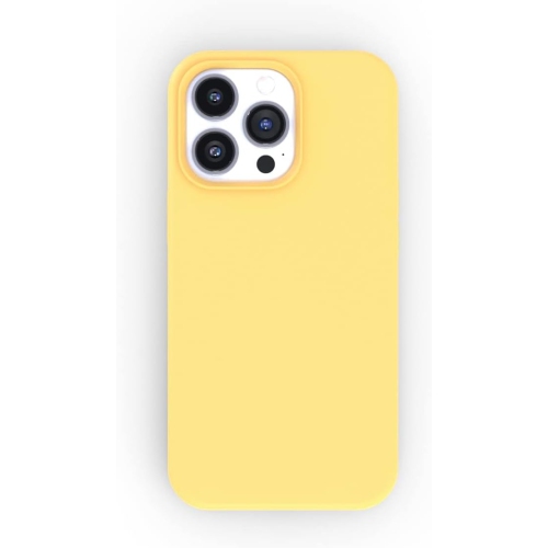 - Pastel Yellow iPhone 14 Pro Case -Liquid Silicone Phone Cover | Wireless Charging Compatible, 360°