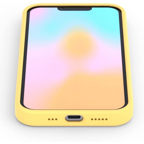 - Pastel Yellow iPhone 14 Pro Case -Liquid Silicone Phone Cover | Wireless Charging Compatible, 360°
