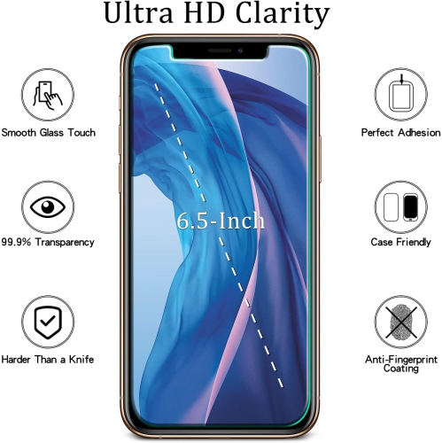 2 Pack] Screen Protector for iPhone 11 Pro Max and iPhone Xs Max Tempered Glass, Case Friendly,